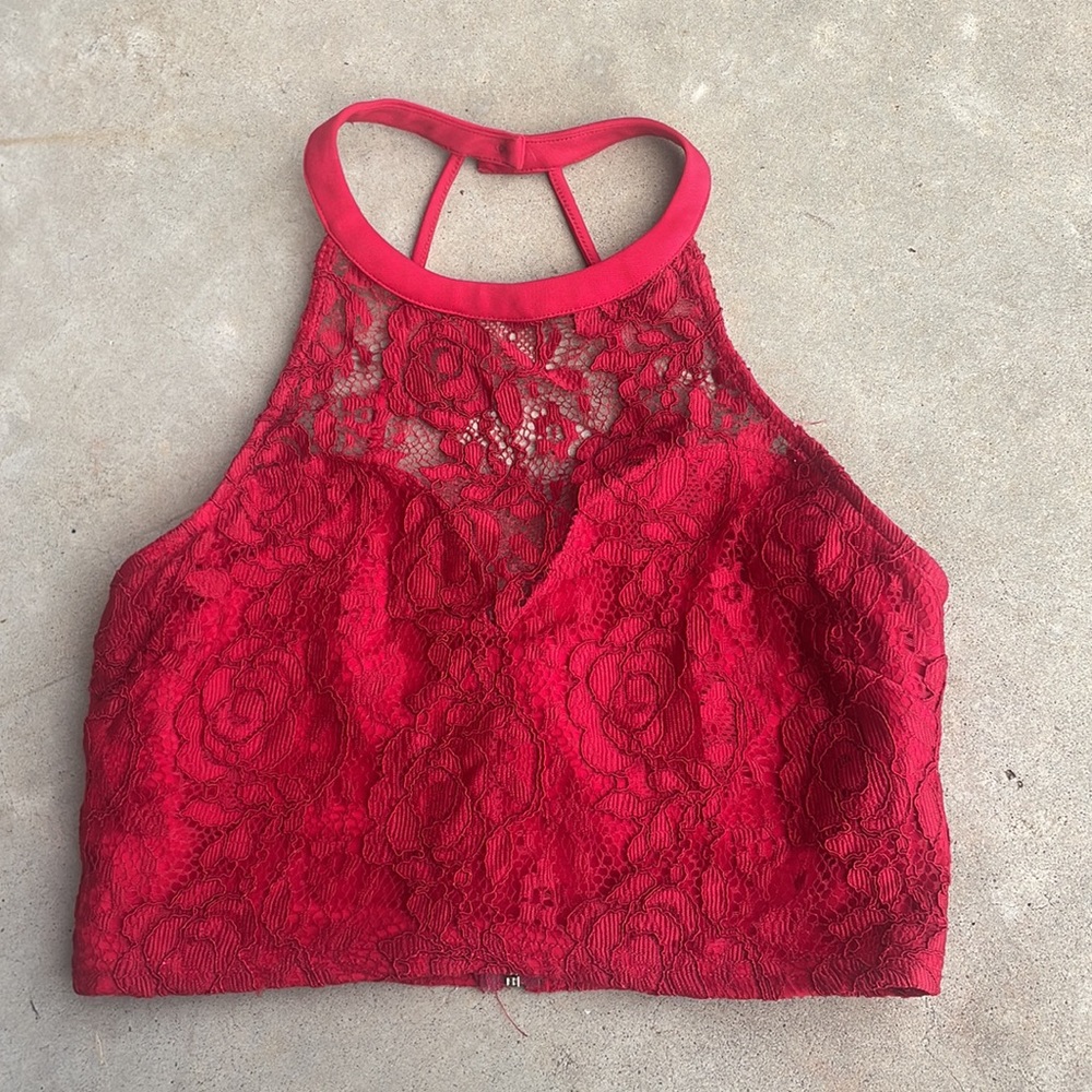 Windsor Lace Red Halter crop top! Size Medium